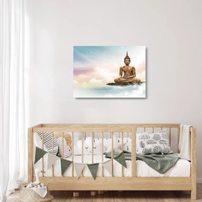 Tablou pe sticlă - Buddha care supraveghează pământul (70x50 cm)