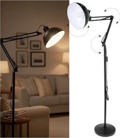 Brilagi - Lampă de podea flexibilă TASKER 1xE27/60W/230V 157 cm neagră
