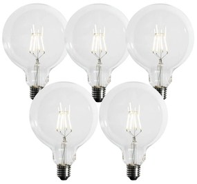 Set de 5 becuri LED E27 cu filament spiralat, estompabile în 3 trepte, G125 4W 450 lm 3000K