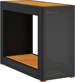 vidaXL Masă laterală de grădină blat lemn negru 100x40x75 cm poliratan