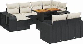 vidaXL Set canapele de grădină cu perne, 11 piese, negru, poliratan
