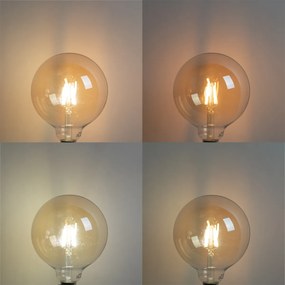 Set de 5 becuri LED inteligente E27 G125 aurii 4.9W 470lm 1800-4000K