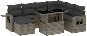 vidaXL Set canapele de grădină cu perne, 8 piese, gri, poliratan