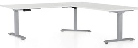 Masa inaltime reglabila OfficeTech Angle, 180 x 200 cm, bază gri, alb