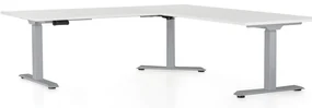 Masa inaltime reglabila OfficeTech Angle, 180 x 200 cm, bază gri, alb