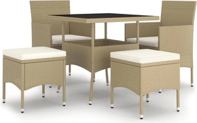 vidaXL Set mobilier de grădină, 5 piese, bej, poliratan