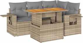 vidaXL Set canapele de grădină cu perne, 5 piese, bej, poliratan