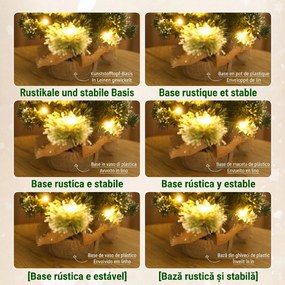 HOMCOM Pom de Crăciun Miniatural Pre-luminat 60 cm, Pom de Crăciun cu Zăpadă | Aosom Romania