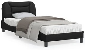3207974 vidaXL Cadru de pat cu tăblie, negru, 90x200 cm, piele ecologică