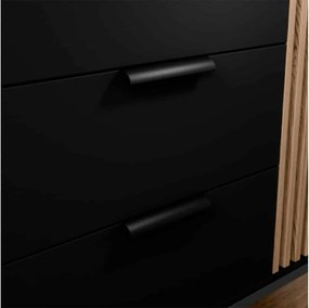 Comodă TV lemn masiv Sia Negru, 150 × 40 × 60 cm