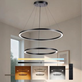 Brilagi - Lustră LED dimmabilă suspendată pe cablu PORTOFINO LED/98W/230V Ø 80 cm, negru, cu telecomandă
