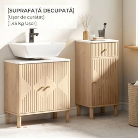 HOMCOM Dulap sub lavoar cu 2 uși, cu raft reglabil, cu efect de marmură și stejar | Aosom Romania