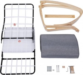 Fotoliu balansoar, lemn de mesteacan / textil, gri inchis / natural, Songmics