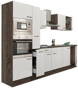 Mobilă de bucătărie Yorki 300, corp din stejar Yorki, cu față alb satinat