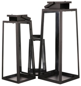 Set de felinare metalice negre, 3 buc