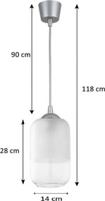Brilagi - Lustră LED suspendată pe cablu RETRO GLASS 1xE27/60W/230V Ø 14 cm argintiu/alb