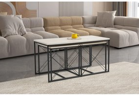 Set 3 măsuțe cafea Defenella (Marmură + negru). 1107088