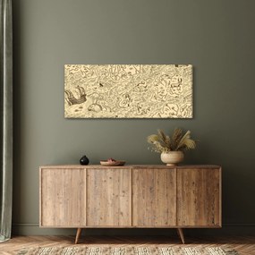 Tablou - Harta de epocă, ilustrații (120x50 cm)
