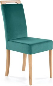 Scaun CLARION, verde/stejar, stofa catifelata/lemn, 42x58x97 cm