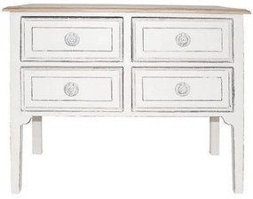 Comoda alba, din lemn de pin, cu 4 sertare, aspect vintage, Capucine