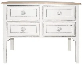 Comoda alba, din lemn de pin, cu 4 sertare, aspect vintage, Capucine