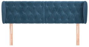 Tablie pat cu aripioare albastru inchis 163x23x78 88 cm catifea 1, Albastru inchis, 163 x 23 x 78 88 cm