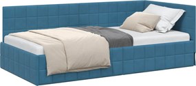 vidaXL Cadru de pat colțar albastru 90 cm x 200 cm Catifea