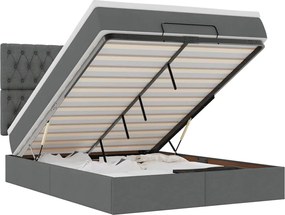 vidaXL Cadru pat otoman cu saltea țesătură gri închis 140x190cm