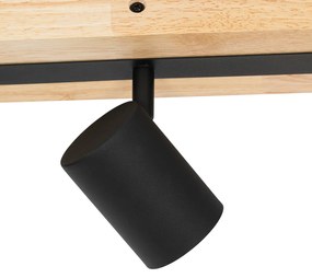Plafoniera neagră cu lemn 3 lumini reglabile dreptunghiulară - Jeana