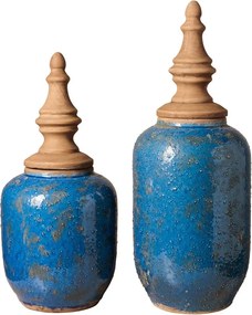 Set 2 borcane decorative, din ceramica, Jericho