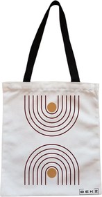 Sacosa de Panza pentru Cumparaturi, Geanta Tote, model Sunshine Arches, Cu fermoar, 38x34.5 cm, Alba, BEKZ®