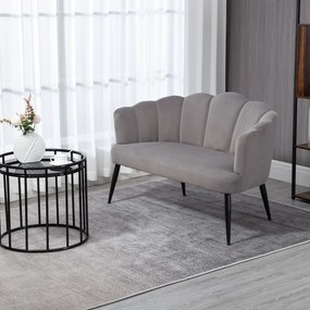 HOMCOM Canapea 132 cm pentru dormitor, mobilier modern din catifea, canapea mica tapitata pentru spatii mici, gri | Aosom Romania
