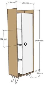 Dulap cu rafturi Sipadi (stejar + alb) . 1094235