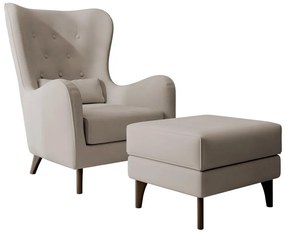 Fotoliu cu suport picioare Calimero II (bej deschis + wenge). 1099330