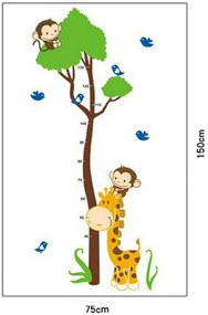 Autocolant de perete "Metru pentru copii - Girafa cu copac" 75x150 cm