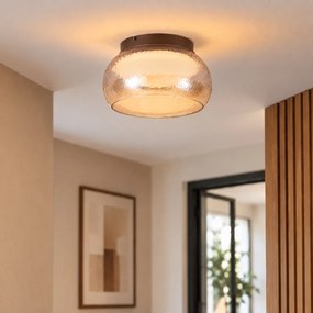 Plafonieră Art Deco maro cu sticlă chihlimbarie, cu LED reglabil în 3 trepte - Thimble