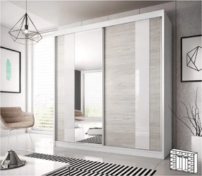 Dulap cu uşi glisante, stejar kathult deschis/alb, 233x218, MULTI 32