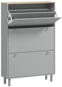 HOMCOM Mobilier pentru pantofi 24 perechi cu 3 sertare rabatabile si rafturi reglabile, 80x23,5x121 cm, gri | Aosom Romania
