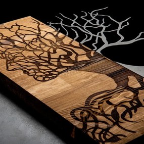 Decorațiune de perete 45x58 cm lemn/metal Pomul vieții