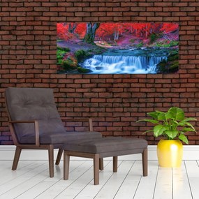 Tablou - Cascada în pădurea roșie (120x50 cm)