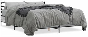 3280050 vidaXL Cadru de pat, gri sonoma, 150x200 cm, lemn prelucrat și metal