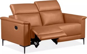 Canapea cu recliner, 2 locuri, funcție manuală, culoare cognac