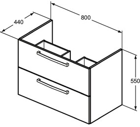 Dulap baie suspendat Ideal Standard Tempo pentru lavoar, 80 cm, alb lucios Alb lucios, 800x440 mm