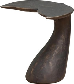 Măsuță laterală sculptată în formă de coadă de balenă, maro, finisaj patinat, 60 x 62,5 x 52,5 cm, „Ocean Spirit”
