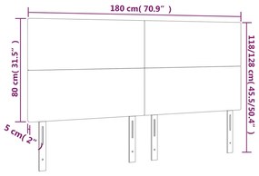 Tablie de pat cu LED, alb, 180x5x118 128 cm, piele ecologica 1, Alb, 180 x 5 x 118 128 cm