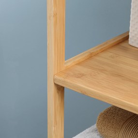 kleankin Dulap de depozitare coloană pentru baie din bambus 2 sertare detașabile și 3 rafturi 30 x 30 x 140 cm natural | Aosom Romania