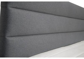 Pat tapițat NEW BOLERO 180x200 cm, cu spațiu de depozitare și saltele cu topper, gri