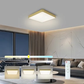 Brilagi-LED Plafonieră reglabilă POOL LED 36W, 230V, 3000-6000K, 40x40 cm, auriu + telecomandă