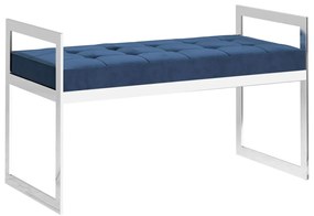 289043 vidaXL Banchetă, 97 cm, catifea albastru și oțel inoxidabil