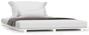 824604 vidaXL Cadru de pat, alb, 140x190 cm, lemn masiv de pin